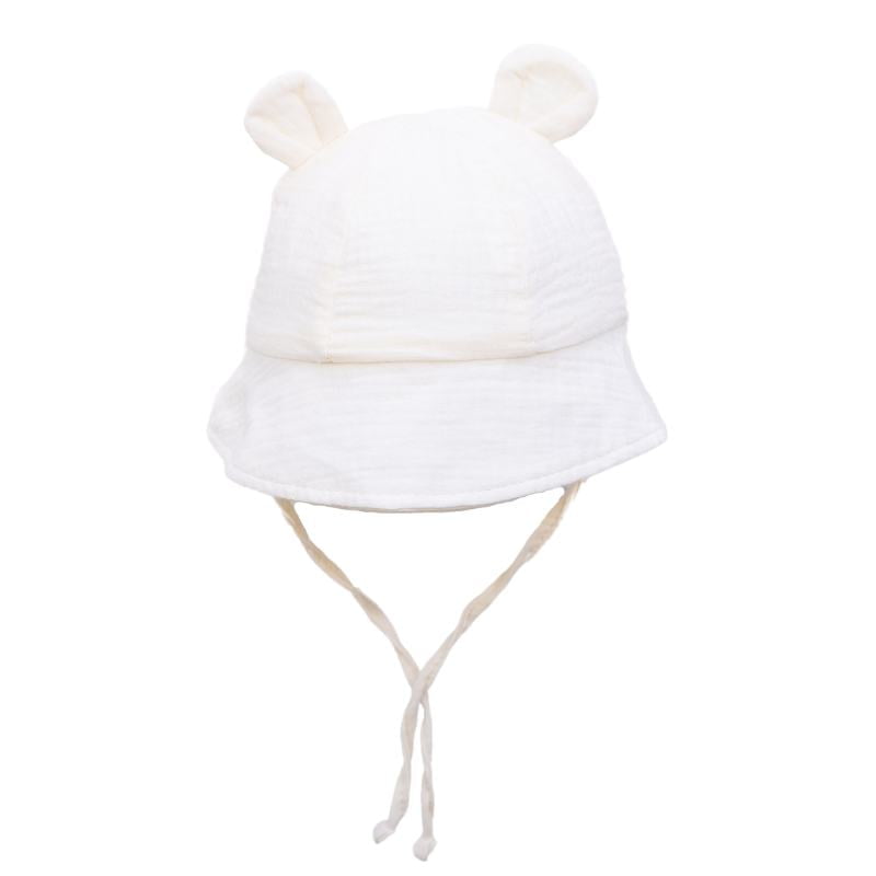 Kreminė 100% medvilnės vaikiška kepuraitė