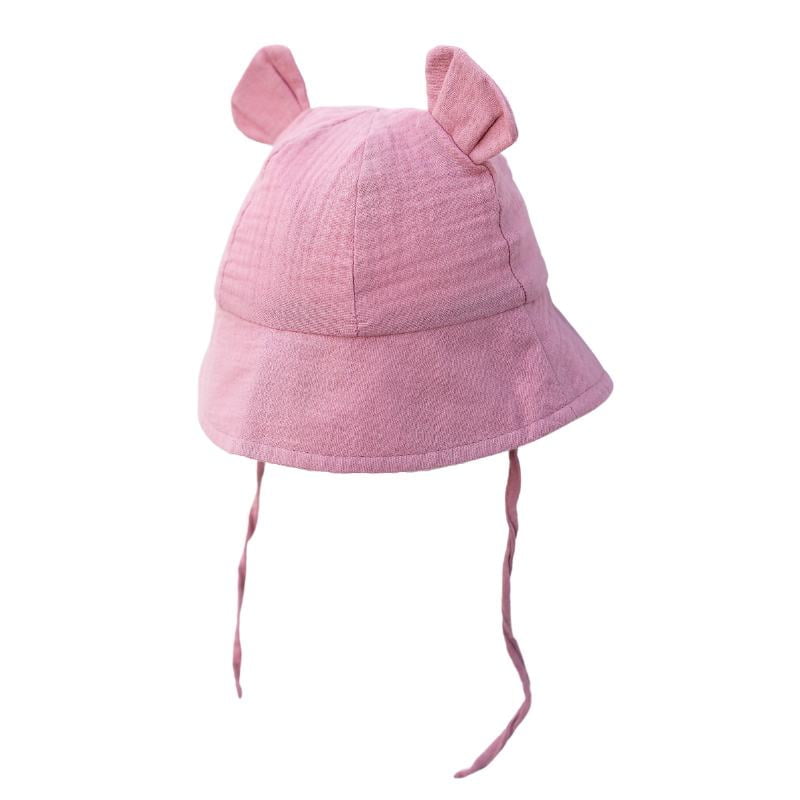 Rožinė 100% medvilnės vaikiška kepuraitė