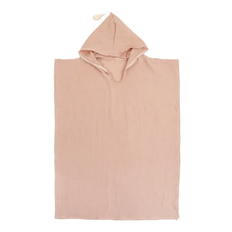 Vaikiškas kreminis muslino pončas iš 100% medvilnės