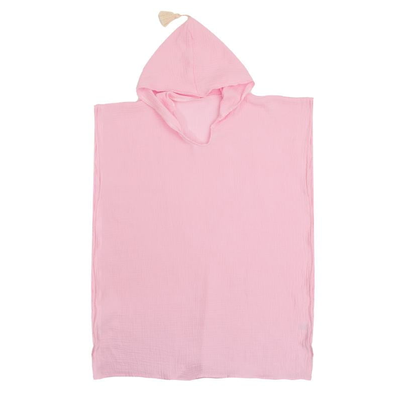 Vaikiškas rožinis muslino pončas iš 100% medvilnės