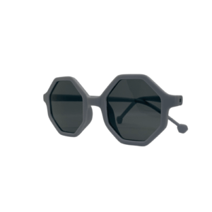 Vaikiški akiniai nuo saulės CLOUD profiliu Vaikiški UV400 apsaugos akiniai nuo saulės su tamsiai pilkais aštuonkampiais rėmeliais