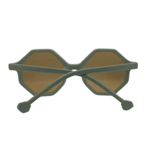 Vaikiški UV400 apsaugos akiniai nuo saulės su miško samanų spalvos aštuonkampiais rėmeliais