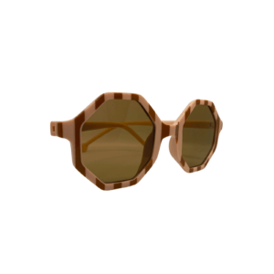 Vaikiški UV400 apsaugos akiniai nuo saulės su dryžuotais aštuonkampiais rėmeliais