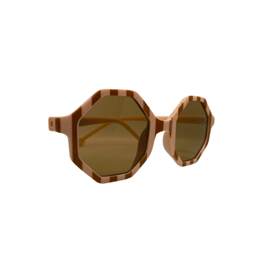 Vaikiški UV400 apsaugos akiniai nuo saulės su dryžuotais aštuonkampiais rėmeliais