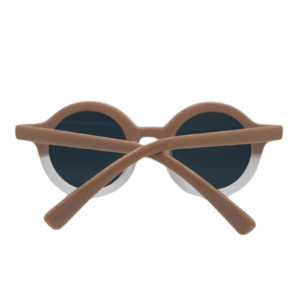 Vaikiški akiniai nuo saulės SUNSET nugarėlė Vaikiški UV400 apsaugos akiniai nuo saulės su apvaliais rėmeliais, rudos ir baltos spalvos