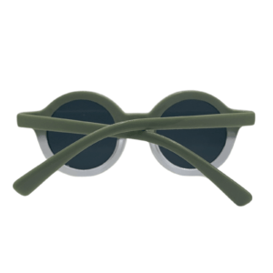 Vaikiški akiniai nuo saulės WAVES nugarėlė Vaikiški UV400 apsaugos akiniai nuo saulės su apvaliais žalios ir baltos spalvos rėmeliais