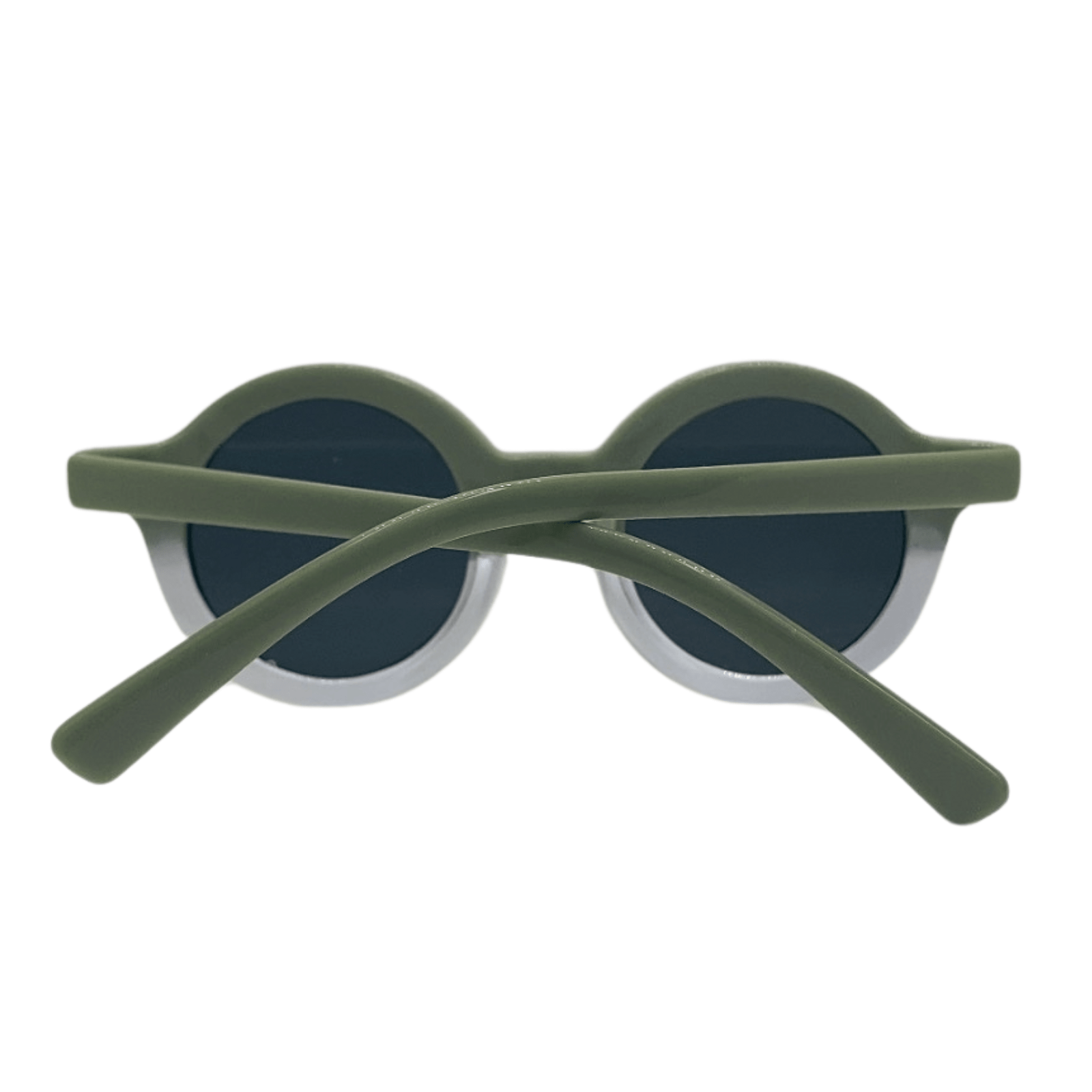 Vaikiški akiniai nuo saulės WAVES nugarėlė Vaikiški UV400 apsaugos akiniai nuo saulės su apvaliais žalios ir baltos spalvos rėmeliais