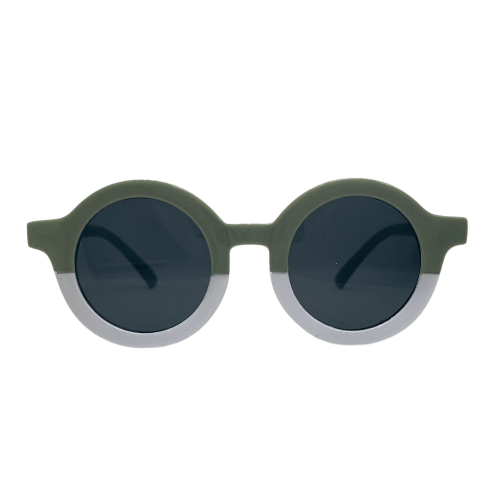 Vaikiški akiniai nuo saulės WAVES Vaikiški UV400 apsaugos akiniai nuo saulės su apvaliais žalios ir baltos spalvos rėmeliais